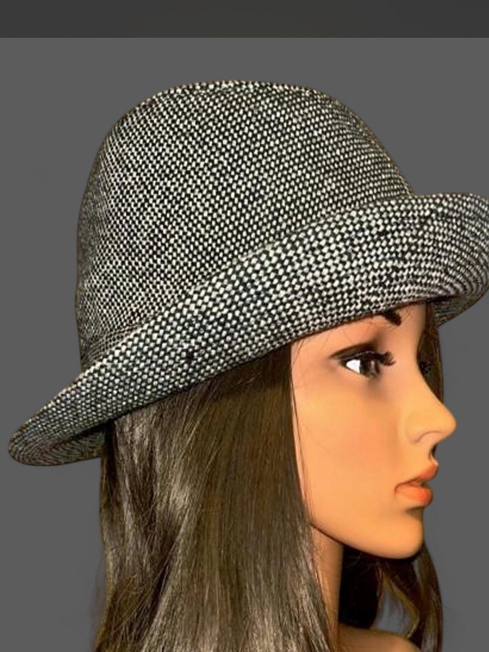 Vintage Fair Weather All-Weather Fedora Hat - Black & White Tweed (unisex)